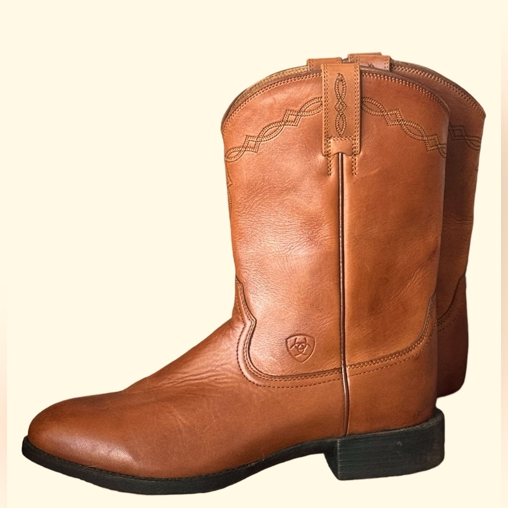 Ariat Heritage Roper Leather Western/Cowboy Boots Men 11 Like New Caramel Color